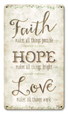 Faith Hope Love Vintage Sign Metal Sign