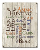 Hunting Fishing Word Collage Vintage Sign Metal Sign
