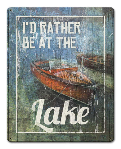 Rather Be At The Lake Vintage Sign Metal Sign