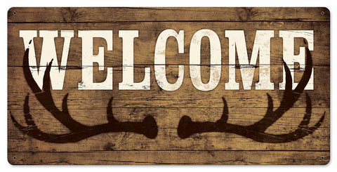 Welcome-Deer-Antlers-Vintage-Sign-Metal-Sign