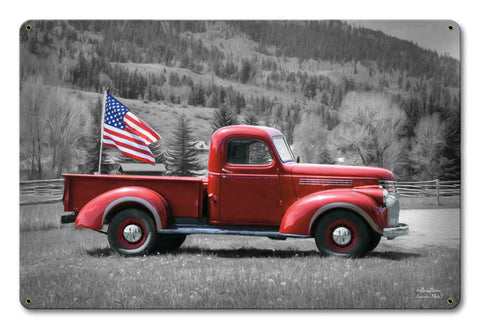 Truck-Flag-Vintage-Sign-Metal-Sign