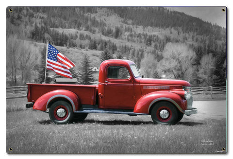 Truck-Flag-Vintage-Sign-Metal-Sign