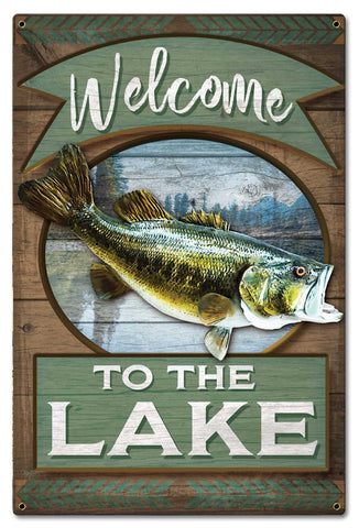 Welcome To The Lake Vintage Sign Metal Sign