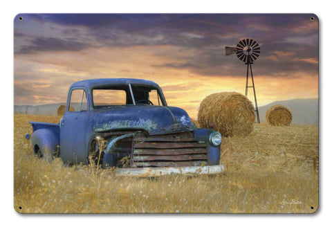 Blue-Truck-Windmill-Vintage-Sign-Metal-Sign