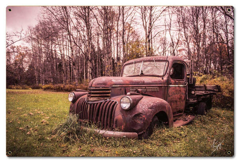 Chevy In Field Vintage Sign Metal Sign