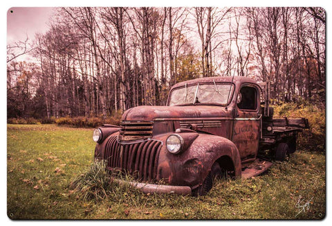 Chevy In Field Vintage Sign Metal Sign