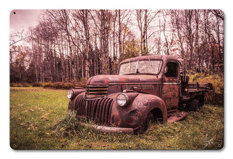 Chevy In Field Vintage Sign Metal Sign