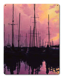 Sailboats Sunset Vintage Sign Metal Sign