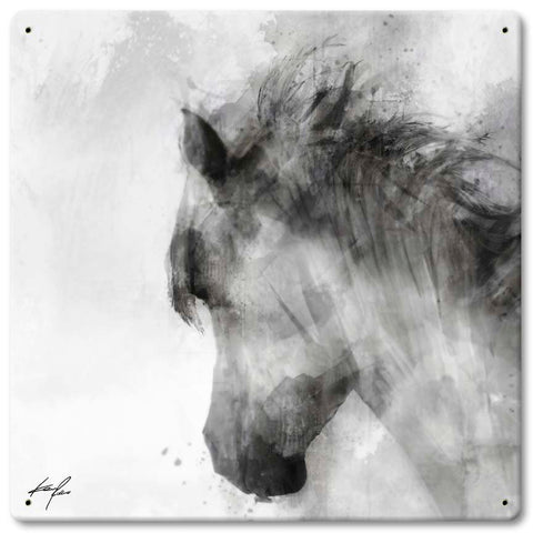 Horse Drawing BW Lt Facing Vintage Sign Metal Sign