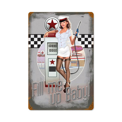 50'S Pump Girl Vintage Sign Metal Sign
