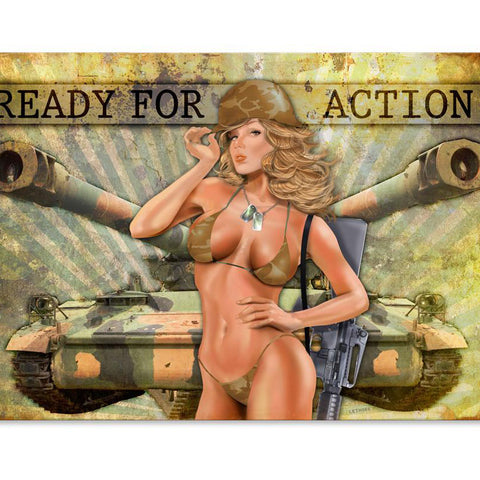 Ready For Action Vintage Sign Metal Sign