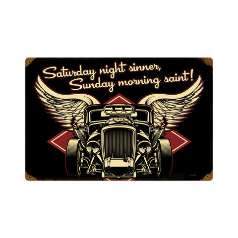 Saturday Night Sinner Vintage Sign Metal Sign