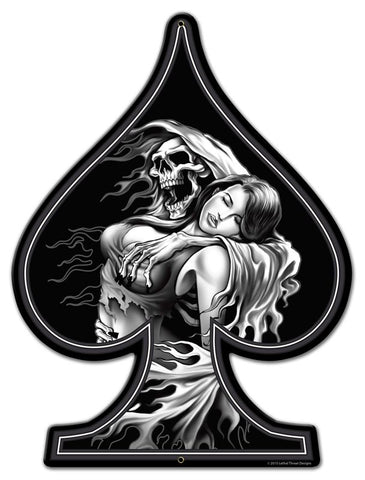 Spade Reaper Girl Metal Sign