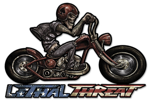 Motorcycle Skull Right Metal Sign