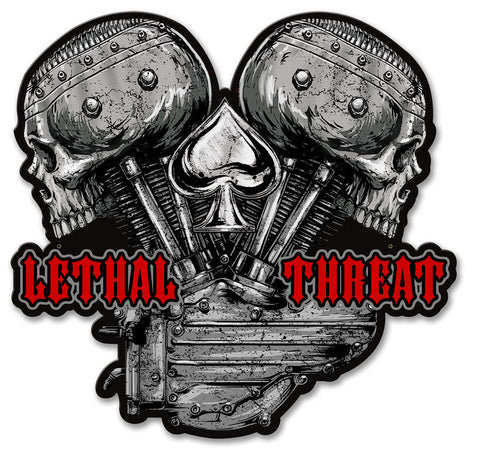 LETH202---LETHAL-THREAT-V-TWIN-SKULLS-Metal-Sign