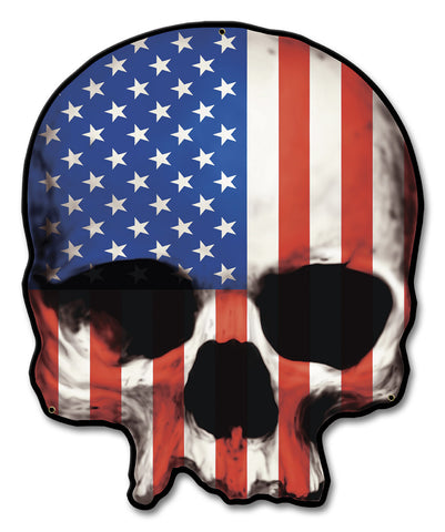 USA Skull Color Metal Sign