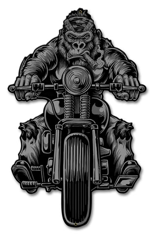Gorilla Biker Metal Sign