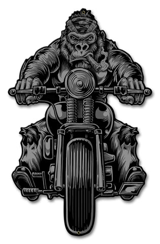 Gorilla Biker Metal Sign