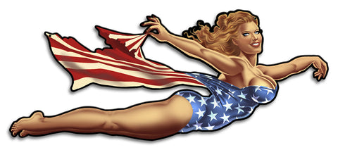 Lady America Right Metal Sign