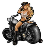 Motorcycle Girl Metal Sign
