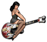 Guitar Girl XL Metal Sign