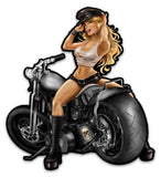 Motorcycle Girl Metal Sign
