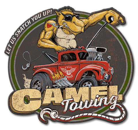 Camel Towing Metal Sign