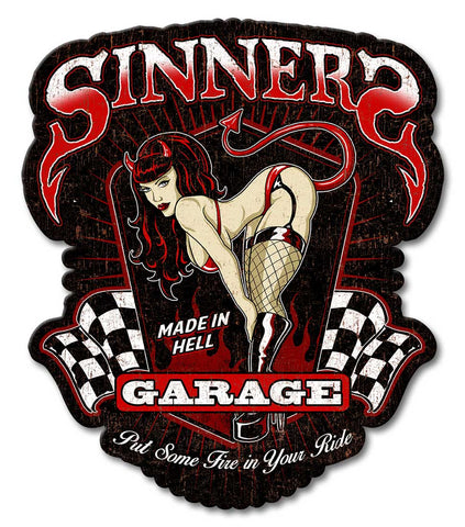 Sinners Garage Metal Sign