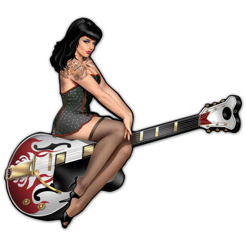 Guitar Girl 28 X 25 vintage metal sign Metal Sign