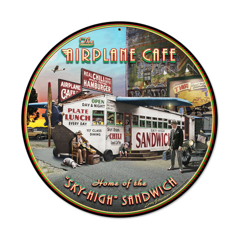 Airplane Cafe Vintage Sign Metal Sign