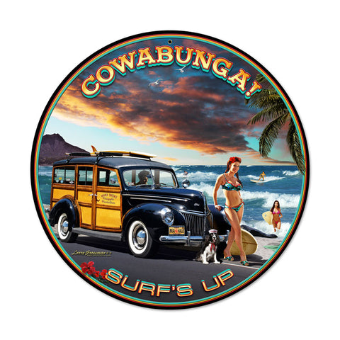 Cowabunga Vintage Sign Metal Sign