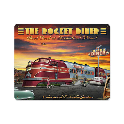 Rocket Diner Vintage Sign Metal Sign