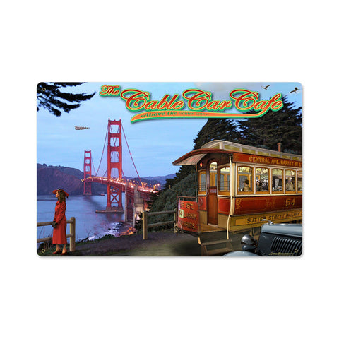 Cable Car Cafe Vintage Sign Metal Sign