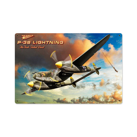 P 38 Lightning Vintage Sign Metal Sign