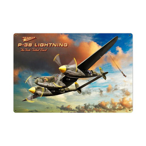 P 38 Lightning Vintage Sign Metal Sign
