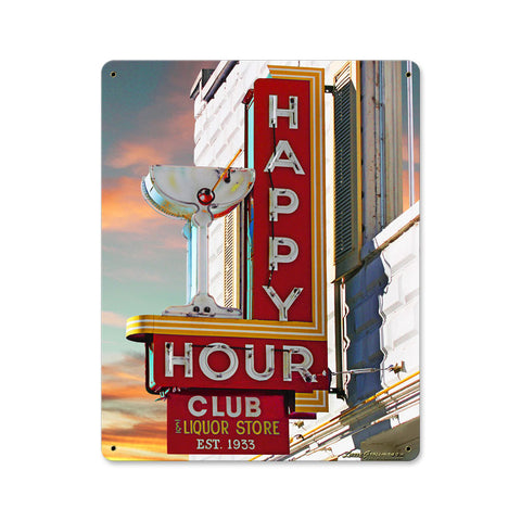 Happy Hour Club Vintage Sign Metal Sign