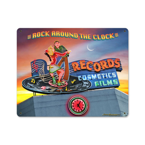 Rock Around The Clock Metal Sign