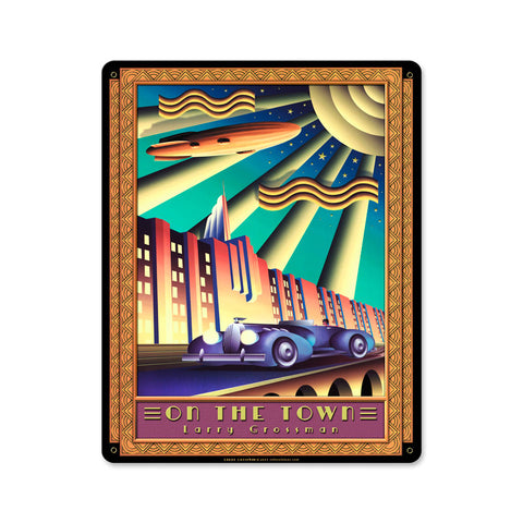 On The Town Vintage Sign Metal Sign