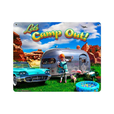 Camp Out Vintage Sign Metal Sign