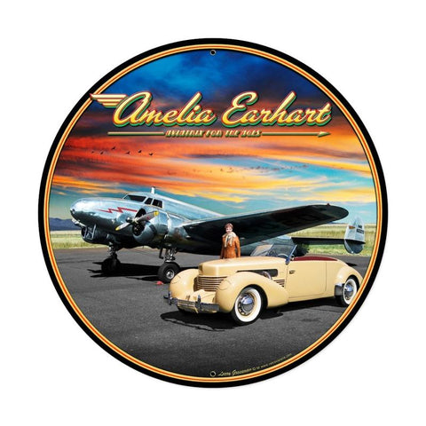 Amelia Earhart Vintage Sign Metal Sign