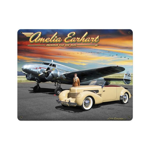 Amelia Earhart Vintage Sign Metal Sign