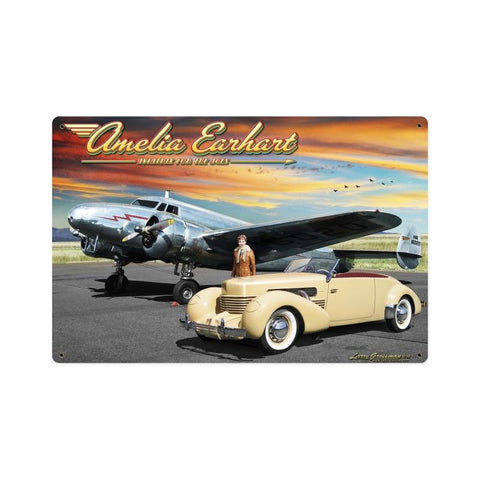Amelia Earhart Vintage Sign Metal Sign