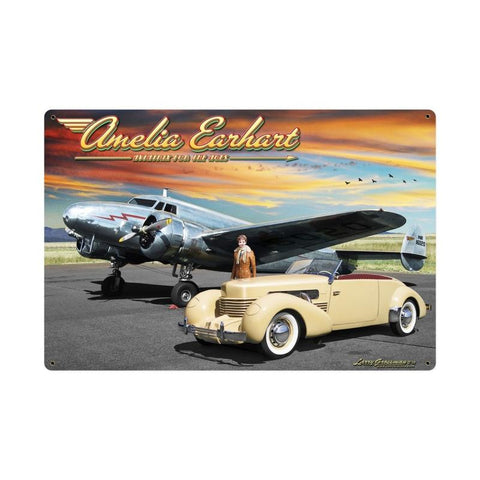 Amelia Earhart Vintage Sign Metal Sign
