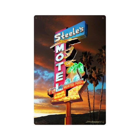 Steel'S Motel Sign Vintage Sign Metal Sign
