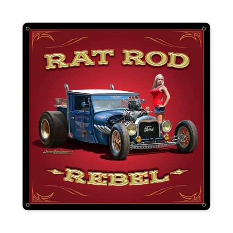 Rat Rod Rebel Vintage Sign Metal Sign