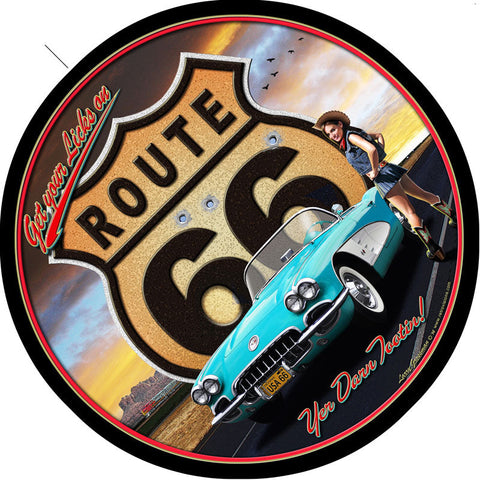 Route 66 Girl Metal Sign