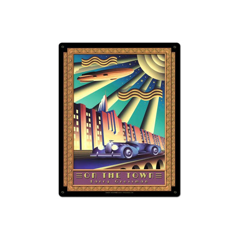 On The Town Vintage Sign Metal Sign