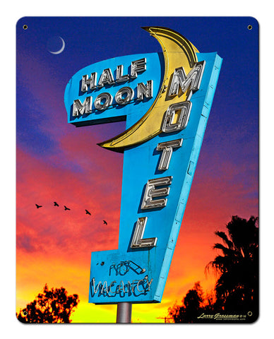 HALF-MOON-MOTEL-SATIN-Vintage-Sign-Metal-Sign