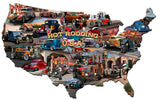 HOT ROD USA MAP Vintage Sign Metal Sign