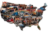 HOT ROD ROUTE 66 MAP Vintage Sign Metal Sign